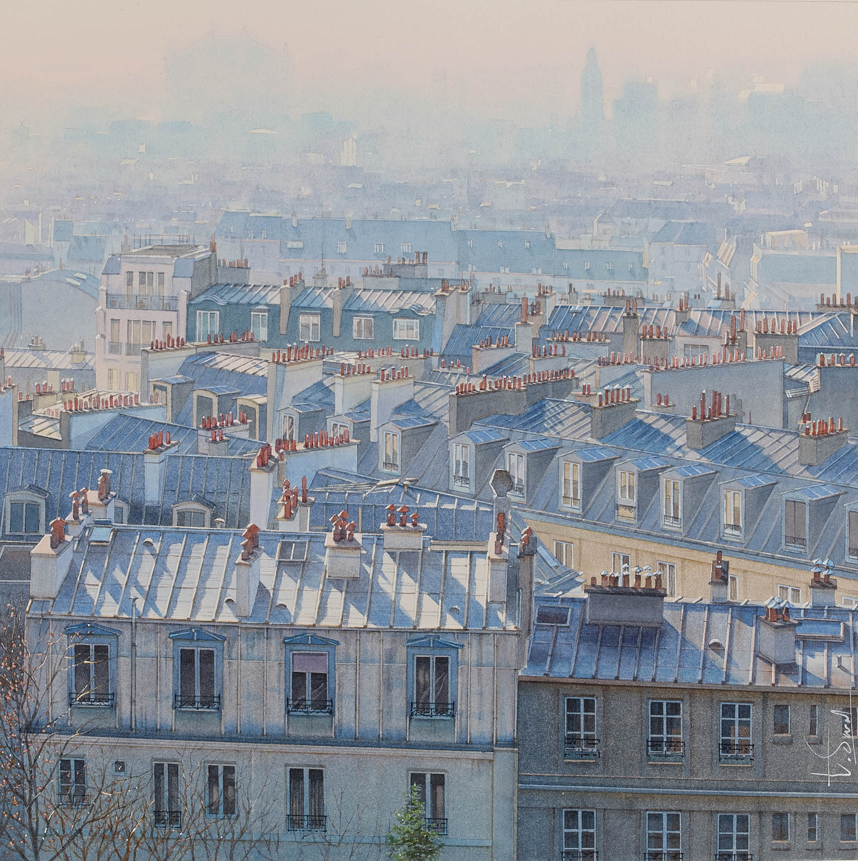 Perspective atmosphérique sur les toits de Paris"